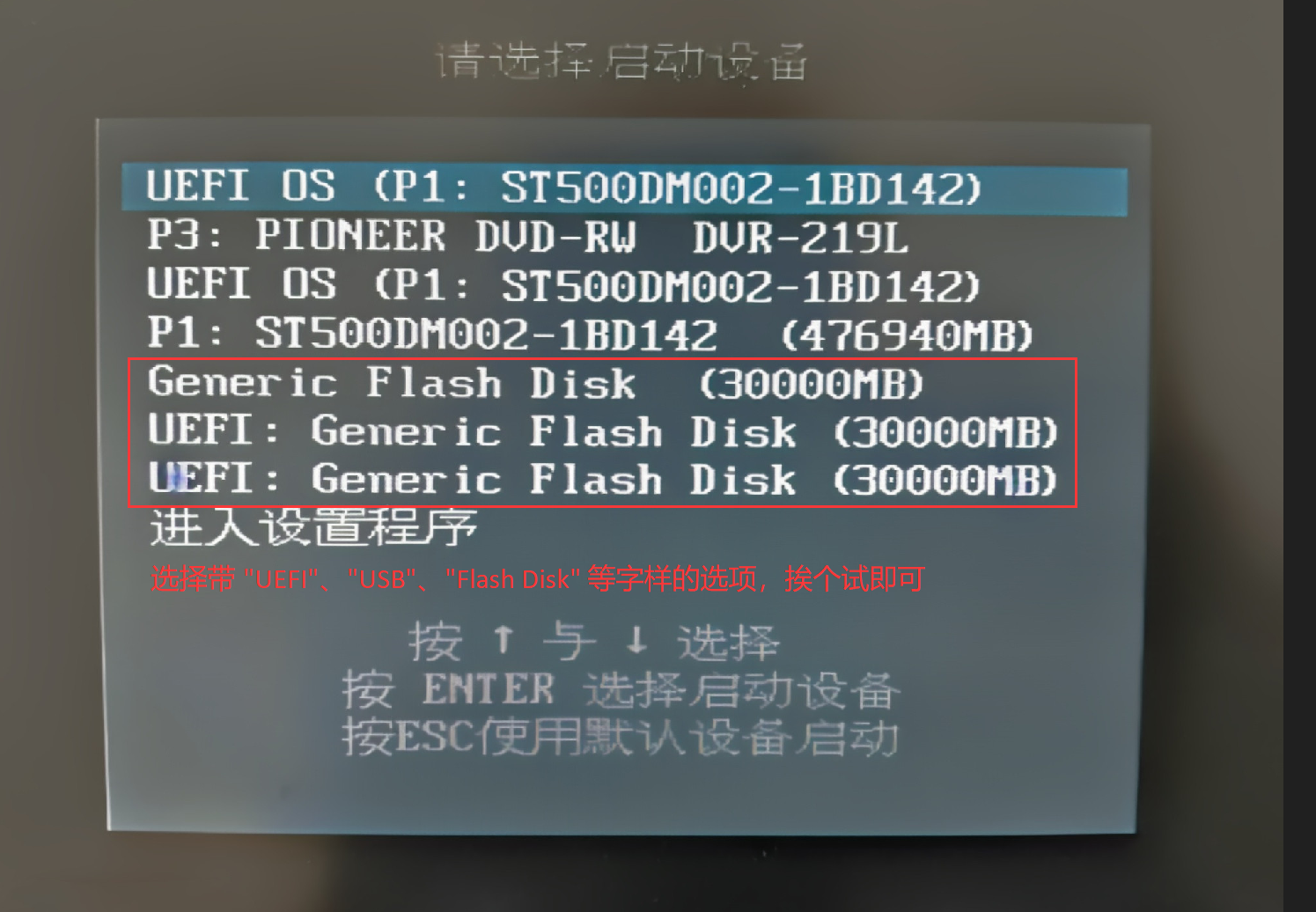 选择USB启动项